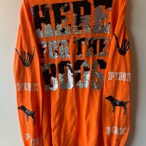 VS Pink Orange Here For the Boos Sequin Bling Top M